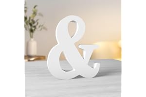 Aruatu 8 Inch White Wood Letters Unfinished Wood Letter for Wall Decor Decorative Standing Letter Large Letters for Wall Decoration for Craft Home Party Projects (&)