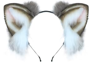 Dodheah Orecchie da Gatto Orecchie di Volpe Lupo Catwoman Cosplay Halloween Natale Carnevale Costume Ragazze per Adulti Ragazze Marrone