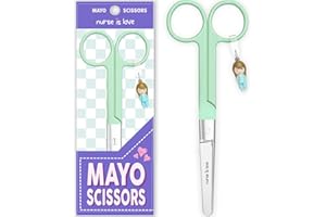 NURSE IS LOVE Mayo Ciseaux infirmiere, ciseaux infirmier bout rond | infirmiere accessoires avec motifs uniques à pansement compressif | lames aiguisées inox | idéal trousse de secours