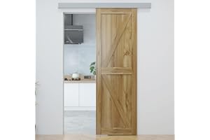 JUBEST 152cm Barn Door Hardware Kit, Aluminium Alloy Box Rail Hidden Sliding Door Hardware for Classic Modern Interior Single Wooden Door,Low Clearance, Silver Colour