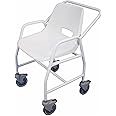 Aidapt Mobile Shower Chair with Locking Castors, Hand Grips and Push Bar. For Elderly, Disabled, Pregnant or Unsteady on their Feet Users