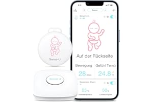 ‎SENSE-U Sense-U Smart Baby Monitor 3: Echtzeit Benachrichtigungen für Bauchbewegungen, Schlafposition, Lagetemperatur und Luftfeuchtigkeit - jederzeit und überall - Babyphone mit Basisstation(Rosa)