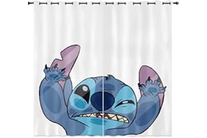 LKFFHAVD Stitch, set di 2 tende oscuranti, motivo: anime Lilo&Stitch, per camera dei bambini, 7, 150 x 166 (larghezza x altezza)