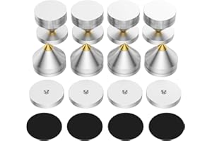 TIRSTRUP Pack of 8 Lautsprecher Spikes Set, Speaker Stands HiFi Speaker Audio Amplifier DAC CD Isolation Stand Cone Feet Shockproof Base Pad Lautsprecher Füße aus Alulegierung Spikes (Silver)