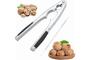 XINCHEN Nussknacker Walnüsse Nussknacker mit Rutschfestem Griff Edelstahl Nußknacker Walnüsse Multifunktional Nußknacker mit Walnussnadeln für Pecan Walnut Mandeln Haselnüsse (Silber schwarz)