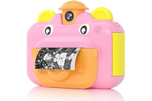 BITIWEND kamera dla dzieci, Aparat dziecięcy, kamera do drukowania dla dzieci, kamera wideo 1080P HD z ekranem 2,4 cala, aparat natychmiastowy, czarno-biały aparat fotograficzny 16GB SD kartą