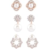 Zaveri Pearls Combo of 3 Cubic Zirconia & Pearls Contemporary Stud Earrings For Women-ZPFK10381