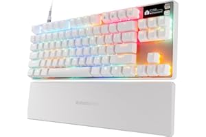 SteelSeries Apex Pro TKL Gen 3 White i przełączniki OmniPoint 3.0 – Regulowana aktywacja – Rapid Trigger – Ustawienia gier – Tryb ochrony – Rapid Tap/SOCD – OLED –RGB –nakładki z PBT –USB-C -US QWERTY