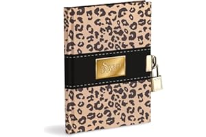 Mareli Diario secreto 14,5 x 18,5 cm Leopard con candado de metal y 2 llaves