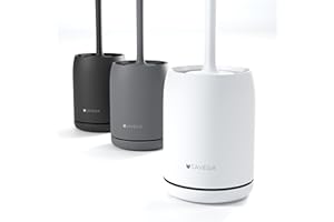 SAVEGA – Scopino WC in silicone bianco – Spazzola bagno con portascopino da parete senza trapano – Set scopino design moderno igienico (Bianco)