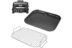 GriHero Plaque de cuisson et grille pour Ninja Woodfire Pro XL OG850 OG901 Outdoor Series, poêle antiadhésive et grille en acier inoxydable pour Ninja Woodfire XL XSKOGXLRSRKEU