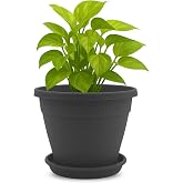 TECHZOCO Planter with Saucer, Classic Round Plastic Planter with Saucer, Plant Pot, Made of Polypropylene, 13 Inches Height x