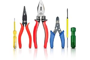 Perwal Supreme Pack of 5, 1 pcs. Combination Plier 200mm, 1 pcs Wire Stripper 130mm, 1 pcs LIne Tester, 1 pcs Nose Plier, 1 pcs. 2in1 screwdriver, Cutting Plier For Home uses
