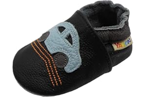 YALION Chaussons Cuir Souple Bébé Fille Garçon Antidérapante Chaussures Premiers Pas pour Enfant