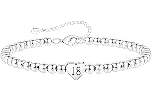 Angelra 13th 16th 18th 21th 30th 40th 50th 60th Birthday Gifts for Women Girl, Hypoallergenic Adjustable Bead 925 Silver Heart Bracelet for Girls, Gifts for Mum Daughter Grandma