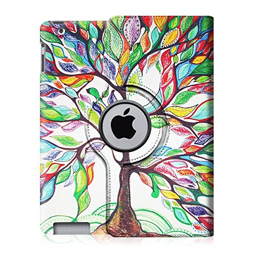 Fintie Apple iPad 2 / iPad 3 / iPad 4 Retina Hülle Case Schutzhülle Etui Tasche – 360 Grad Rotierend Stand Smart Cover mit Auto Schlaf / Wach Funktion, Liebesbaum - 2