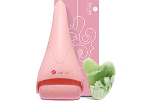 BAIMEI Rouleau à glace pour le visage et Gua Sha (rose),Cadeau de Noël