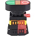 Walfront Push-Button Switch Double, NO+NC Momentary, 220V with LED Light, On-Off, Red or Green Buttons, 10.0 Amps, 220.0 Volts, ABS, 1-way, 2 Positions, Push Button Control, 2200 Watts