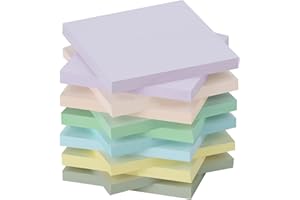 ZCZN Notas Adhesivas, Pack de 12 Bloc de notas, 76 x 76 mm Notas Autoadhesivas, 60 Hojas por Bloc, 6 Colores
