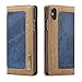 Price comparison product image iPhone X Case,SAVYOU Denim Pattern Flip Folio Wallet Cover with Kickstand Card Slots & ID Holder and Magnetic Closure Protective Cover for Apple iPhone X 2017 Blue