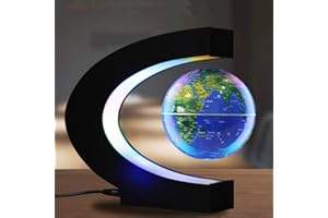 OmeHoin Magnetic Levitation Floating World Map Globe with C Shape Base, Educational Gifts for Kids,Night Light Home Decor English blue ball (3 inches) British regulation