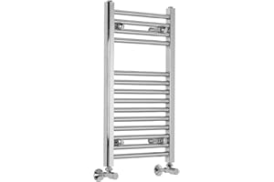 Warmehaus Contemporary Bathroom Straight Heated Warming Towel Rail Radiator Rad - 700 x 400 mm - Chrome