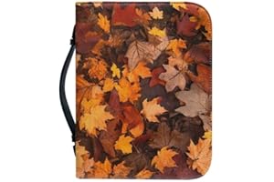 Kuiaobaty Yellow Fall Leaf Book Cover Case with Handle, Marple Leaves Book Sleeve Case Carrying Protective Bag with Pen Pockets