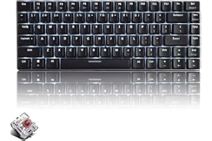 CROSS ZEBRA Tastiera Meccanica da Computer Gaming, USB Cablata 82 Tasti Anti-Ghosting Tastiera Gioco Bianco Illuminata Backlit, Mechanical Keyboard Compatta Ergonomica, Interruttore Marrone, Nero