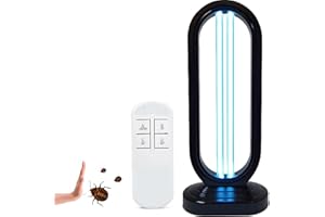 USPER UV Bed Bugs Light Sanitizer, UVC Lamp Dust Mites and Mold Removal with Remote Control, 38W 110V Light Sanitizer for Home Room Office (Black 1PCS)