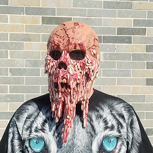 Zombie Monster Dämon Höllenbestie Horror Maske verbanntes Gesicht aus Latex mit Öffnungen an Augen Halloween Karneval Fasching Kostüm Verkleidung für Erwachsene Männer und Frauen Damen Herren gruselig Grusel - 2