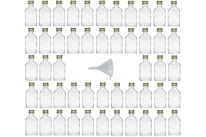 mikken Viva Haushaltswaren - 50 x Mini Glasflasche 20 ml mit Schraubverschluss, als Flachmann, Schnapsflasche & Likörflasche geeignet (inkl. Trichter Ø 5 cm)