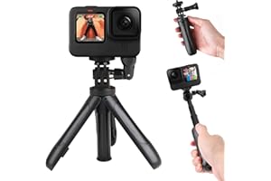 WRTEEASE 23cm/Inch Mini Tripod Selfie Stick for Camera, Webcam Stand, Compatible with Action Cameras GoPro EK7000/EK7000 Pro, Brave 7, V50X/V50 Pro/V50 Elite, Brave 4 Pro & Other Action