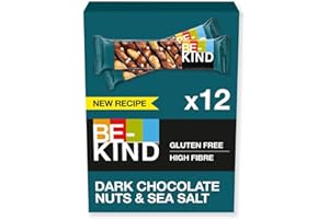 ‎BE-KIND BE-KIND Riegel, glutenfreie Snack-Riegel, Dark Chocolate Nuts & Sea Salt, hoher Ballaststoffgehalt, ohne künstliche Farb-, Aroma- oder Konservierungsstoffe, 12 x 40g