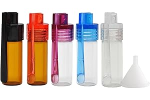 HBINGL 6 Pcs Snorting Kit, Waterproof Small Glass Bottle Snuff Kit Pocket Vial Bullet Vial Snuff Bullet Vials Small Funnel for Mini Bottles Sniffing Kit Dispenser Portable Outdoor Travel Spice Powder Storage