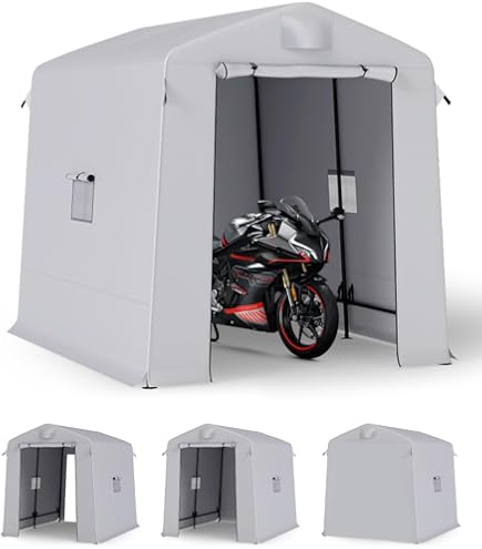 6x6 Ft Heavy Duty Outdoor Storage Shed Tent - Waterproof, UV Resistant Portable Garage For Motorcycle, Bike, ATV (Yellow)