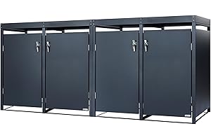 Zelsius Mülltonnenbox 4er mit Pflanzdach für 4 Tonnen | 120-240 Liter | Anthrazit RAL 7016 | inkl. Erweiterungsmöglichkeit | Aufbewahrungsbox für Mülltonnen, Müllbox | Sichtschutz für Tonnen