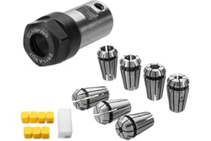 SNOWINSPRING Jcevium 7 unidades ER11 1-7 mm con ER11A 5 mm portaeje del motor, barra de extensión, color plateado