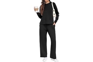 GRECERELLE Survêtement 2 pièces pour femme - Survêtement d'automne - Manches longues - Décontracté - Col rond - Haut et survêtement - Pantalon de jogging avec poches