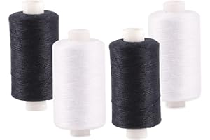 D.A.Y. REPUBLIC 500m Sewing Thread, Strong Multipurpose General Application Thread, for Clothes Attaching Buttons, Repairs, Sewing Machines and Arts and Crafts (4pc Black & White Spools)