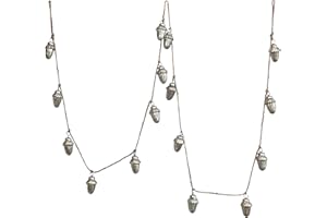 Creative Co-Op 183,9 cm L x 2,5 cm H Quecksilberglas Eichel Ornament Girlande mit Jutekordel, Antik-Silber-Finish