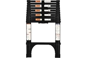 HBTower 3.2M/10.5FT Echelle telescopique, Escamotable en Aluminium,Echelle plianteConvient aux Camping-Cars, greniers, extérieurs et intérieurs, Charge Max 150 kg,Noir