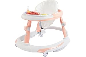 Fugualin 3 in 1 Baby Walker, Baby Walkers for Boys and Girls with Removable Footrest, Feeding Tray, Rocking Function & Music Tray(Without Battery), Foldable Activity Walker for Baby 6-18 Months