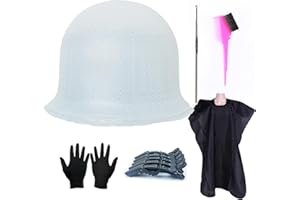 RJMBMUP Pre-punched with Holes Silicone Highlight Caps Set for Color Hair Professional Reusable Highlighting Caps with Hooks & Salon Hairdressing Dyeing Staining Tools for Women Men