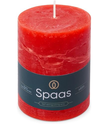 8 Bougies Piliers Bolsius Rouge - 43h De Combustion - Cire Végétale Naturelle - 13x7cm Non Parfumées