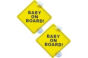 BOBOZHONG Baby on Board Car Warning Signs, 2PCS Baby on Board Sign for Car,Self Adhesive Car Sign with Double Suction Cups,Waterproof Durable Car Sticker,for Car Window Cling Reusable (12CM)