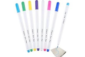 Neerow Water Erasable Fabric Marking Pens, 7 Colors Water Soluble Pen, Disappearing Ink Fabric Pens Sewing for Quilting Tracing Patchwork Dressmaking Embroidery