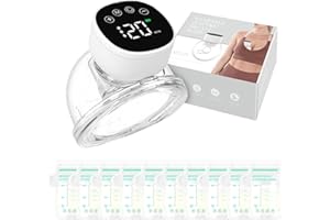 HOUYA-TEC Tiralatte Elettrico Indossabile Portatile ，3 Modalità e 9 Livelli，Tiralatte Neonati Elettrico con Display LCD, Silenzioso Indolore,10 Sacchetti per la Conservazione del Latte Gratuiti (Nero, 1)