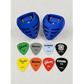 Gitar Pena Tutucu Lacivert, 2 Adet Ukulele Pena Şarj&ouml;r&uuml; ve 8 Adet Karışık İnce &Ccedil;alma Penası Seti, (Penalar rastgele renk ve m