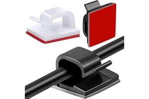 FIGARGE 60 Pcs Auto-adhésifs Management, Kit de Gestion des Câbles, Support, Gestion Clips Durable, pour TV, PC, Ordinateur Portable, Câble Ethernet, Maison, Bureau (XK001-White)