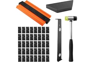 VONLUX Laminate Flooring Installation Kit and Contour Gauge Profile Tool with Lock, with 40 Spacers, Double Headed Mallet, Tapping Block & Pull Bar, for Woodworking and Laminate Wood Flooring